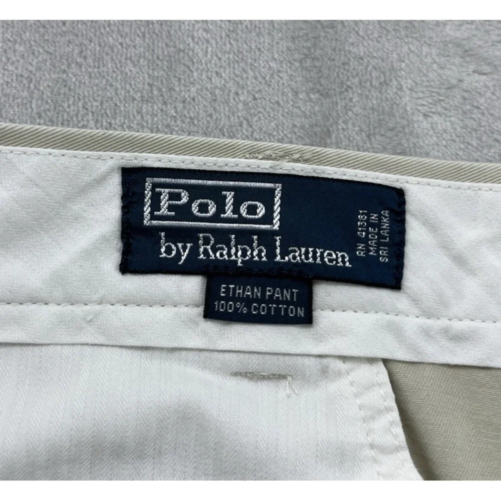 VTG Polo Ralph Lauren Ethan Pants Men 42x30 Khakis Pleated Twill Cotton Trouser